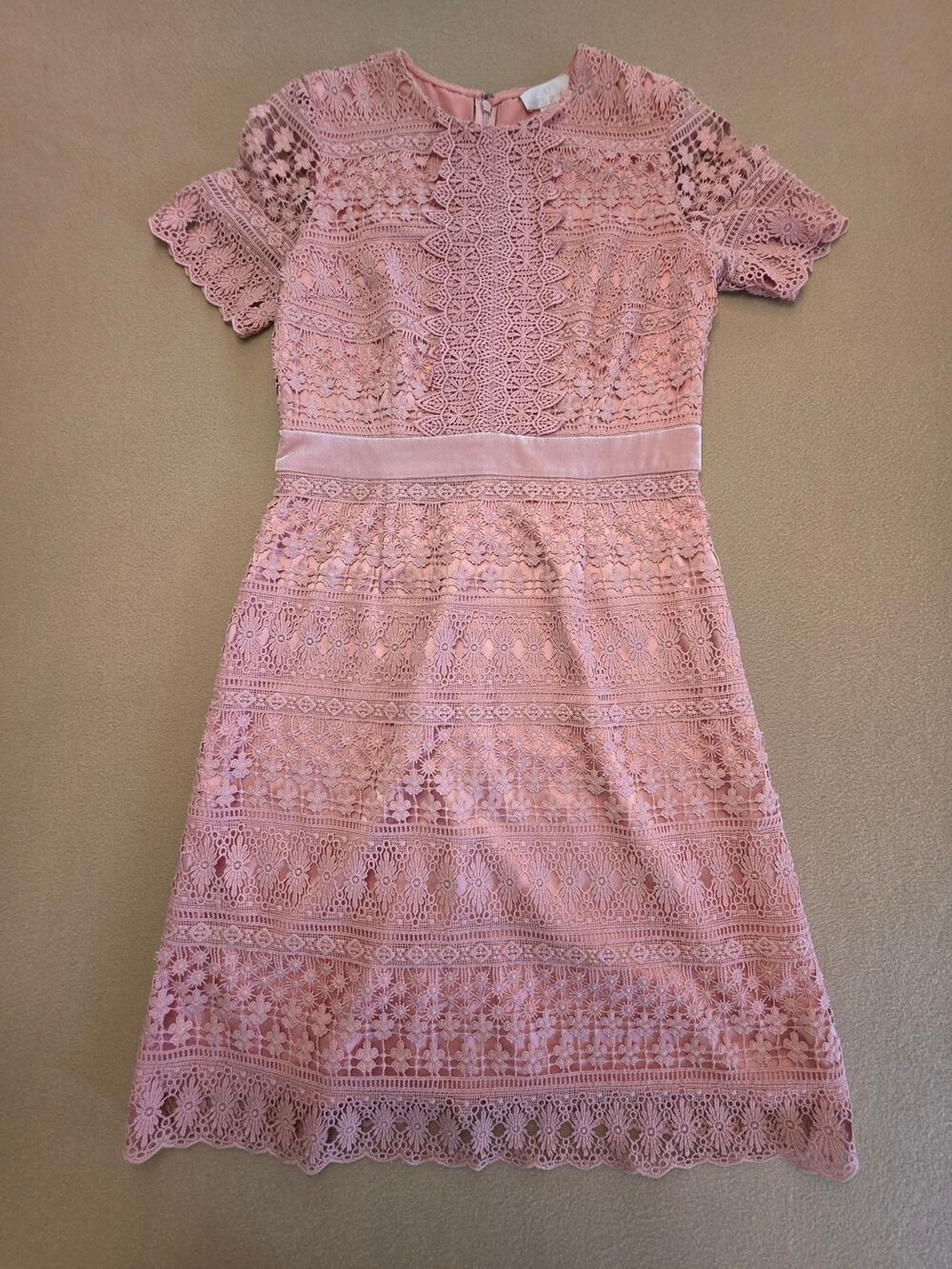 Rachel Parcell Pink Floral Guipure Lace Sheath Midi Dress Sz Medium